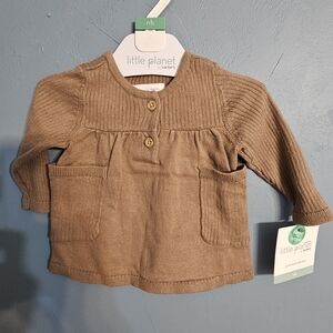 Little Planet by Carters Brown Knit Baby Cardigan